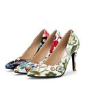 Women Elegant New Spring Floral Stiletto Heels Pointy Toe Slip On Pumps Shoes