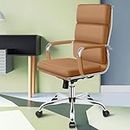 ALFORDSON Office Chair Tan with Height Adjustable Gas Lift, PU Leather Home Ergonomic Desk Chair with Removable Armrest Cover, Padded Computer Chair for Gaming, 150kg Capacity