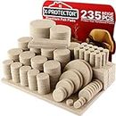 Premium Furniture Pads 235 Pieces X-Protector! Giant Pack of Felt Pads for Furniture Feet - Best Wood Floor Protectors for Furniture & Items - Ideal Chair Glides - Protect Any Kinds of Hard Floors!