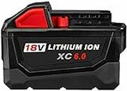 6.0Ah 18V Cordless Power Tools Batterie for M18 Replacemet Lithium ion Battery for Milwaukee XC Lithium M18 48-11-1850 48-11-1815 48-11-1852 48-11-1820 48-11-1828 48-11-1840 REDLITHIUM (1 Pack)