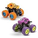 GRAPHENE Monster Truck for Boys 3 4 5 6 7 Year Old,Push and Go Friction Powered Car Toys, Double-Directions Inertia Pull Back Vehicle Set,Birthday Party Gift for Kids (‎Multicolor)