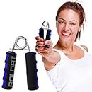 Boldfit Hand Grip Strengthener with Foam Handle, Hand Gripper for Men & Women for Gym Workout Hand Exercise Equipment to Use in Home for Forearm Exercise, Finger Exercise Power Gripper Blue-Black