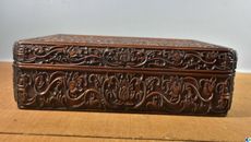 13.8"" Old Huanghuali Wood Feng Shui Flower Furniture Jewelry Storage Box