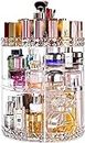 Acrylic Makeup Organizer, Cosmetic Storage and Vanity Perfume Organizers in Countertop Bathroom Dresser, 360 Rotating Makeup Holder Stand for Beauty Caddy Skincare & Clear & Diamond Pattern