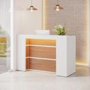 63" Modern Reception Desk with LED Lights, Checkout Table for Lobby Beauty Salon