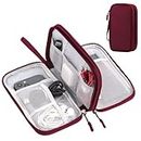 Arae Electronic Organizer, Travel Essentials Cable Organizer, Double Layers Portable Waterproof Pouch, Electronic Accessories Storage Case for Cable, Cord, Charger, Phone, Earphone (Wine Red, M)