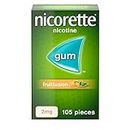 Nicorette Fruitfusion 2mg Gum (1 x 105 Pieces), Discreet and Fast-Acting, Stop Smoking Aid to Tackle Cravings and Withdrawal Symptoms, Nicotine Gum with Pleasant Fruit Flavour, Chewing Gum