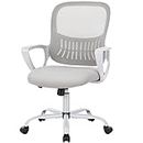 SMUG Office Computer Gaming Desk Chair, Ergonomic Mid-Back Mesh Rolling Work Swivel Task Chairs with Wheels, Comfortable Lumbar Support, Comfy Arms for Home, Bedroom, Study, Student, Adults, Grey