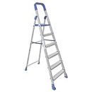 ORRIL Portable and Compact 6 Steps Aluminium Step Ladder for Household and Outdoor Purpose, Ladder for Home & Office use, Durable, Wide, Lightweight & Easy to Carry Stairs for Home 90x38x30 cm