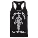Gold's Gym UK GGVST004 Mens Training Sports Fitness Tank Top Muscle Joe Contrast Stringer Vest, Black/Grey Marl, Small
