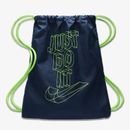 Nike Accessories | 5/$25 Nike The Gym Sack Just Do It Drawstring Sports Bag Navy Blue & Neon | Color: Blue/Green | Size: Osb