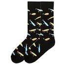 K. Bell Men's Water World Novelty Socks, Lures (Black), Shoe Size: 6-12