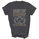 Hunting Fishing Loving Every Day Fathers Day Fisherman Cool Unisex Shirt Gift Women Men T-Shirt (Dark Heather;2XL)