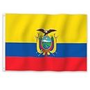 YongFoto Ecuadorian Flag 4x6ft Republic of Ecuador Flags Banner for Outdoor Celebrations Home Garden Porch Party Decoration Flags with 2 Sturdy Grommets Precision Machine Stitched