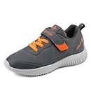DREAM PAIRS Boys Tennis Running Shoes Athletic Sports Sneakers Grey Orange Size 2 Little Kid Contact-k