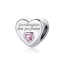 LSxAB Pink Heart Love You Forever Granddaughter Charm Compatible with Pandora Charms Bracelets