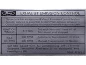 Decal Exhaust Emission XW ZC 351 Cleveland