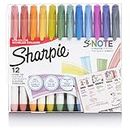SHARPIE S-Note Creative Markers, Highlighters, Assorted Colors, Chisel Tip, 12 Count