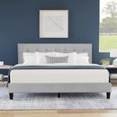 Ebern Designs Hendrix Upholstered Panel Bed Upholstered in Gray/Brown | 38 H x 80.25 W x 84 D in | Wayfair BA4EE3B30C3A427EACDE197DA4AB87A0