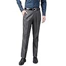 Richlook Men Smoke Grey Standard Fit Mid Rise Solid Formal Trouser(Smoke Grey,30)