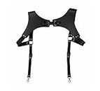 Moira Men Punk Gothic Black PU Leather Harness Body Chest Suspenders Belt Free Size