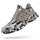 Feetmat Men's Non Slip Gym Sneakers Lightweight Breathable Athletic Running Walking Tennis Shoes…, H 1camou Brown, 11