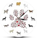 Accessoires De Chambre Chien De Race Thème Animal De Compagnie Chien Horloge Mural Empreintes Motif Décoration Horloge Animalerie Horloge Mural Pour Propriétaire De Chien