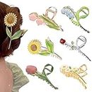 Flower Metal Hair Claw Clips 6 Pcs Cute Large Tulip NonSlip Hair Barrettes Strong Hold Hair Clamps Fashion Hair Accessories for Woman Girls with Long Thick Thin Curly Hair (A Style)