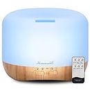 Homeweeks 300ml Essential Oil Diffuser, Quiet Aromatherapy Mist Diffusers for Essential Oils, Wood Grain Ultrasonic Oil Diffuser with Remote Control,Timer, 7 Colors Light for Bedroom (300ml)…