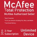 McAfee Total Protection UNLIMITED DEVICE / 2 YEAR (Account Subscription)