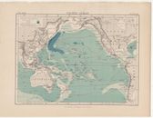 c1895 Karte des Pazifischen Ozeans Temperaturdiagramme Antik Vintage Britannica 9.