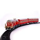 Sheel Passenger Indian Toy Train Track Set with Front Light Glow for Kids (Battery Operated) - 13 Pieces Set
