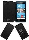 ACM Designer Rotating Flip Flap Case Compatible with Nokia Lumia 520 Mobile Stand Cover Black