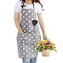 kuou Fashion Star Apron for Women Girls, Adjustable Apron with 2 Pockets for Home Kitchen Cooking Baking BBQ Gardening,Mother's Day Birthday Gifts for Mum Wife Girlfriend