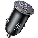INIU Car Charger, USB C Car Charger Total 60W [USB C 30W+USB A 30W] PD3.0 5A Fast Charge Cigarette Lighter USB Charger, Metal USB Car Charger Adapter for iPhone 15 14 13 12 Pro Max Samsung etc