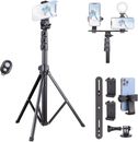 67" Cell Phone Tripod Stand Selfie Stick with 6 Accessories Extension Bracket, 3