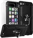 ULAK iPod Touch 7 Case, iPod Touch 5/6 [Military Grade] Dual Layer Protective Case with Stand Function, Soft TPU Bumper Hard Case for Apple iPod Touch 5th / 6th / 7th Gen - Black