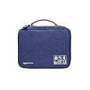 amazon basics Travel Organiser for Electronic Accessories, Flexible Padded Dividers, Waterproof, Foam Padding, For Cables, Chargers, Hard Disk, Power Bank (Blue)