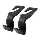 AMVOYOA Headrest Hooks for Car, Back Seat Organizer Black Leather Hanger Holder Hook, for Hanging Purses and Bags and Coats, Pack of 2