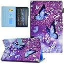 Case for All-New Fire HD 10 Tablet & Fire HD 10 Plus Case (11th Generation, 2021 Release), Ausmix PU Leather Slim Folio Stand Cover Case with Smart Auto Wake/Sleep,Purple Butterfly