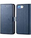TUCCH Case Wallet for iPhone 8 Plus/7 Plus, PU Leather 3 Credit Card Holder and 1 Money Slot Case with Kickstand, Folio Flip Cover [TPU Interior Case] Compatible with iPhone 8 Plus/7 Plus, Dark Blue