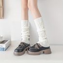 1 Pair Retro Solid Cable Knitted Leg Warmers, All-match Knee High Socks, Women's Stockings & Hosiery