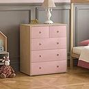 Junior Vida Neptune 5 Drawer Chest of Drawers Cabinet Storage Modern Bedroom Children's Kids Furniture (Pink & Oak)