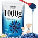 Bestidy Hard Wax Beads for Hair Removal - 1000g Waxing Beans for All Body and Bikini Areas (Blue)