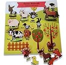 Dox Box Farm Animals Shadow Matching Activity Board (With Wooden Animals) - Kids