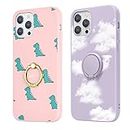 Pnakqil 2 Pack Silicone Ring Case for Apple iPhone 6s/iPhone 6 4.7 inch, Cover with 360 ° Magnetic Rotatable Stand Protective with Pattern Anti-Scratch Shockproof Cover for iPhone6, Dinosaur