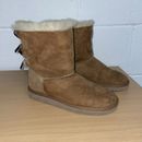 UGG Australia Bailey Bow S/N 3280K Brown Suede Shearling Boots Women’s Size UK 2