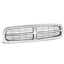 DNA MOTORING OE Style Horizontal Slats Grille Grill, CH1200199, Compatible with 97-04 Dodge Dakota, 98-03 Durango, Chrome/Black, OEM-GR-CH1200199
