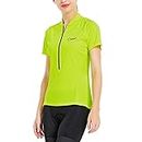 CATENA Women's Cycling Jersey Short Sleeve Workout Shirt Running Top Moisture Wicking Workout Sports T-Shirt (Neon Green, Medium)