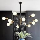 RUIYEY Modern Chandelier Ceiling Light Fixture Sputnik Chandeliers Gold and Black Farmhouse Chandelier Over Table 12-Light Height Adjustable Chandeliers for Dining Room, Living Room,Kitchen Island